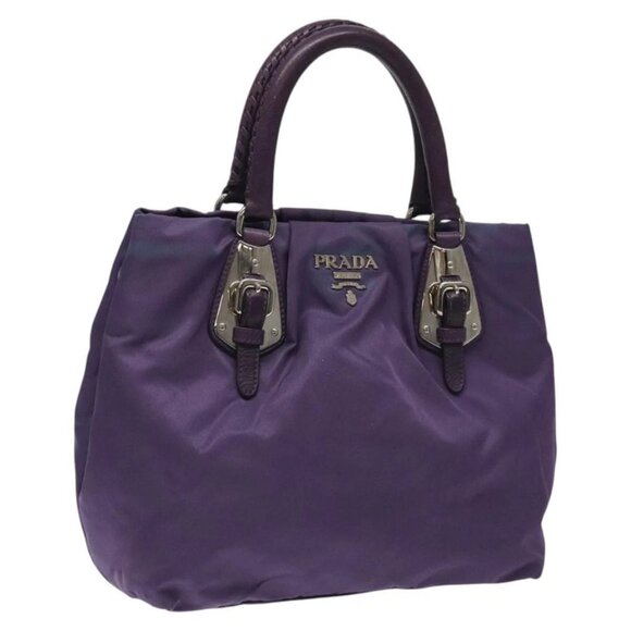 PRADA Hand Bag Nylon Purple Silver Auth 116704 - Picture 1 of 16